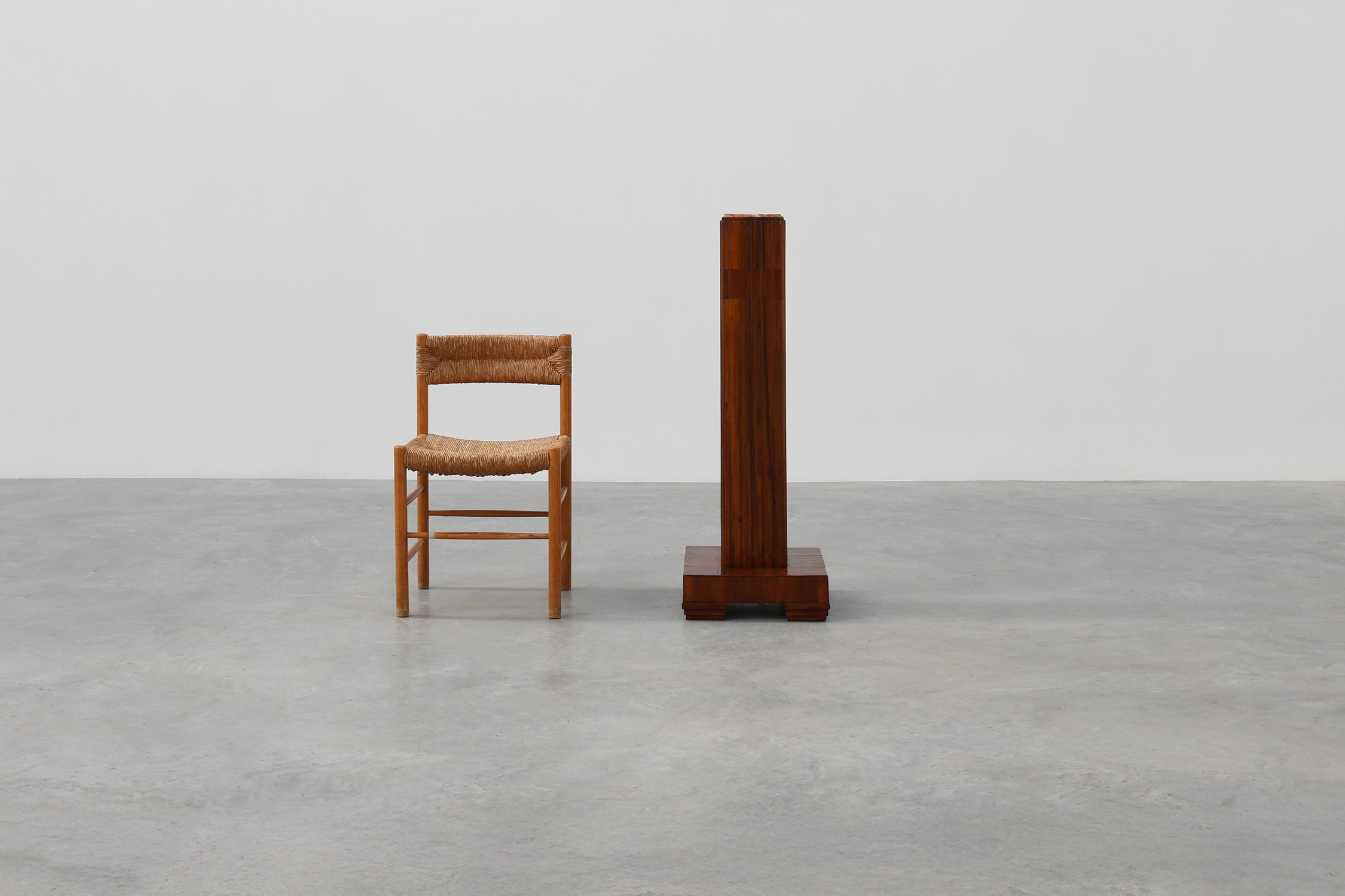 Art Deco oak and red marble pedestal or side table, France 1920sthumbnail